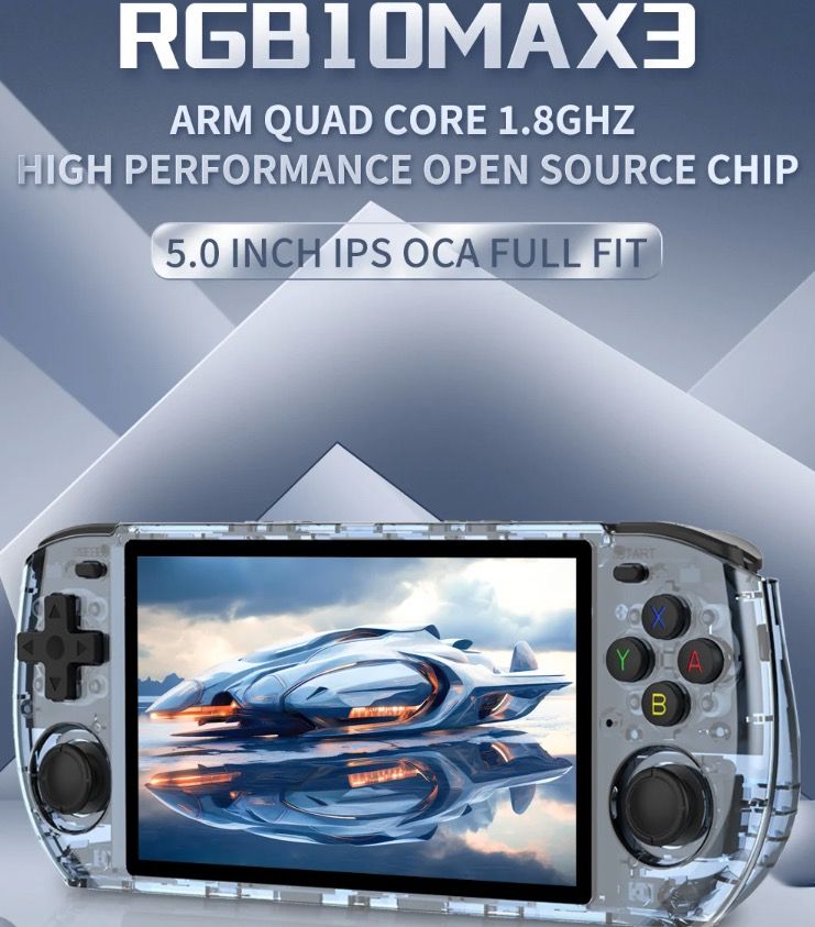 POWKIDDY RGB10 MAX3 Retro Handhållen Spelkonsol med 5 Tums IPS Skärm och RK3566 för Hög Prestanda