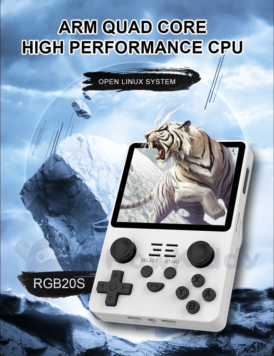 POWKIDDY RGB20S Handhållen konsol 3.5 tum HD-skärm Retro-spelenhet för barn Retro-entusiaster presenter