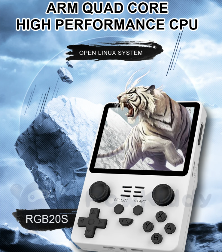 POWKIDDY RGB20S Retrokonsol Handhållen Spelkonsol med 3,5-tums IPS Skärm och RK3326 Stöd för N64 PS1 MAME