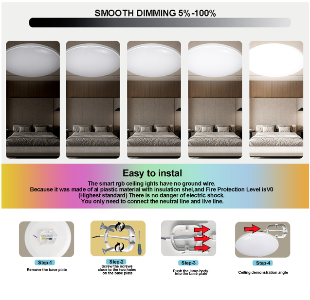 24W Tuya Zigbee Smart Taklampa med Wifi RGBCW Röststyrning Anpassningsbar Inomhusbelysning Alexa