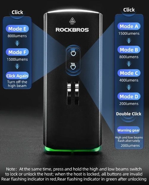 ROCKBROS RHL3000 Cykelljus 3000 Lumen LED-strålkastare 10000mAh Batteri Vattentät MTB Landsvägscykling Hållbar