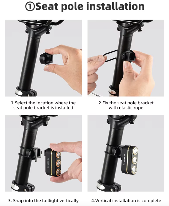 ROCKBROS Smart Cykelbakljus | Bromssensor & IP64 Vattentät | Type-C | Nattcykling Säkerhet