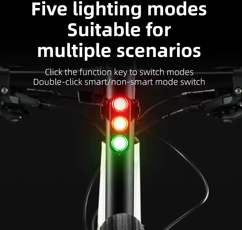ROCKBROS Smart Cykelbakljus | Bromssensor & IP64 Vattentät | Type-C | Nattcykling Säkerhet