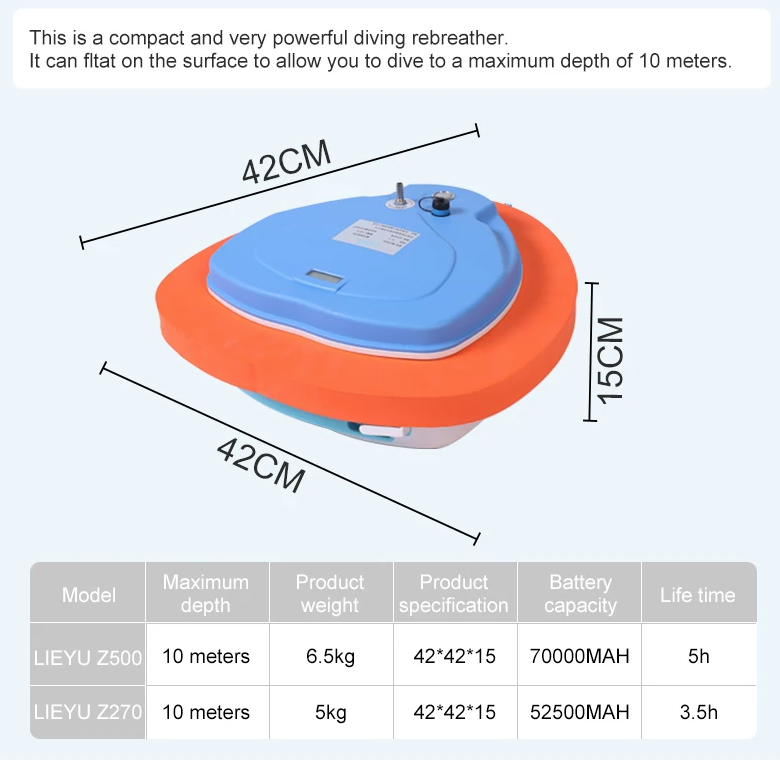 Scuba Diving Ventilator Z270 Z500 trygg och bekväm dykning med avancerad undervattensutrustning och lång batteritid