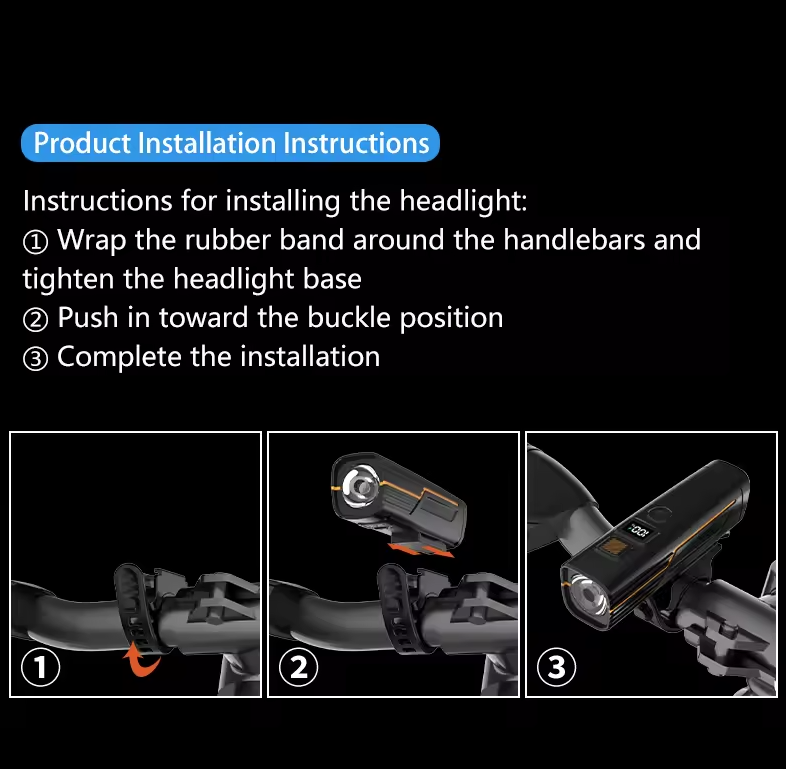 B9 Framlampa: LED Cykelbelysning med Typ-C Laddning, 5 Ljuslägen för Säker MTB & Racercykel