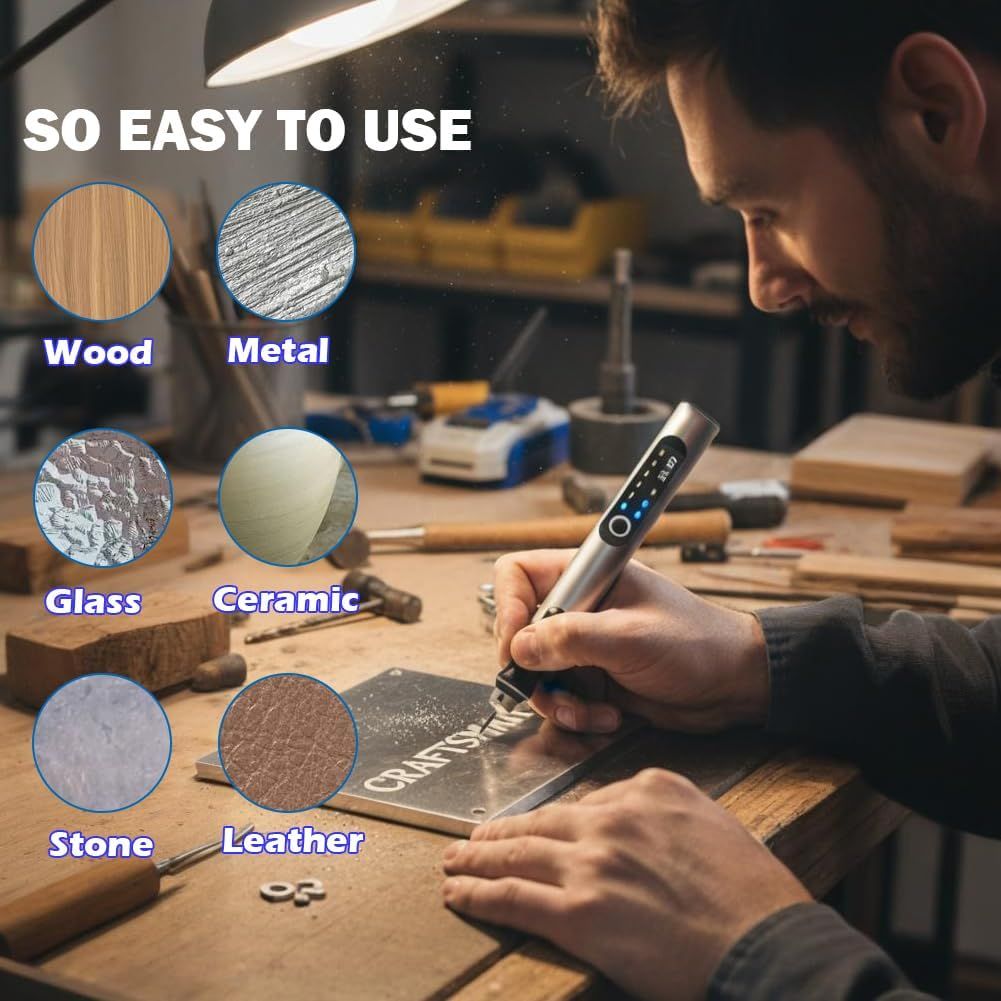 USB-laddningsbar graveringsmaskinpenna med 35 bits, mini elektrisk graverare etsmaskiner sladdlösa roterande verktyg för gravyr av smycken, sten, metall, plast, trä, harts, modell