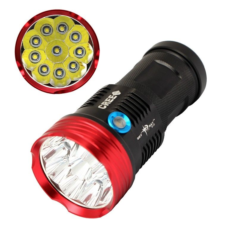 Sky Ray S110 10T6/U2 10000-Lumen LED-ficklampa med robust design för mångsidig utomhuscamping och nödanvändning