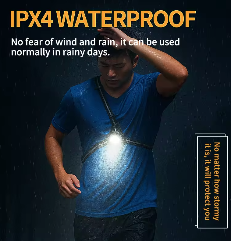 Löparlampa Bröstlampa LED-lampa Ultraljus 500lm & Justerbar stråle, Vattentät, Säker nattlöpning