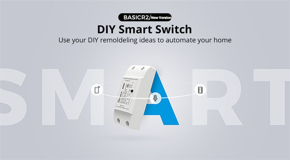 SONOFF Basic R2 Wifi Switch Modul med Alexa för Hemautomation och Fjärrkontroll via eWeLink App