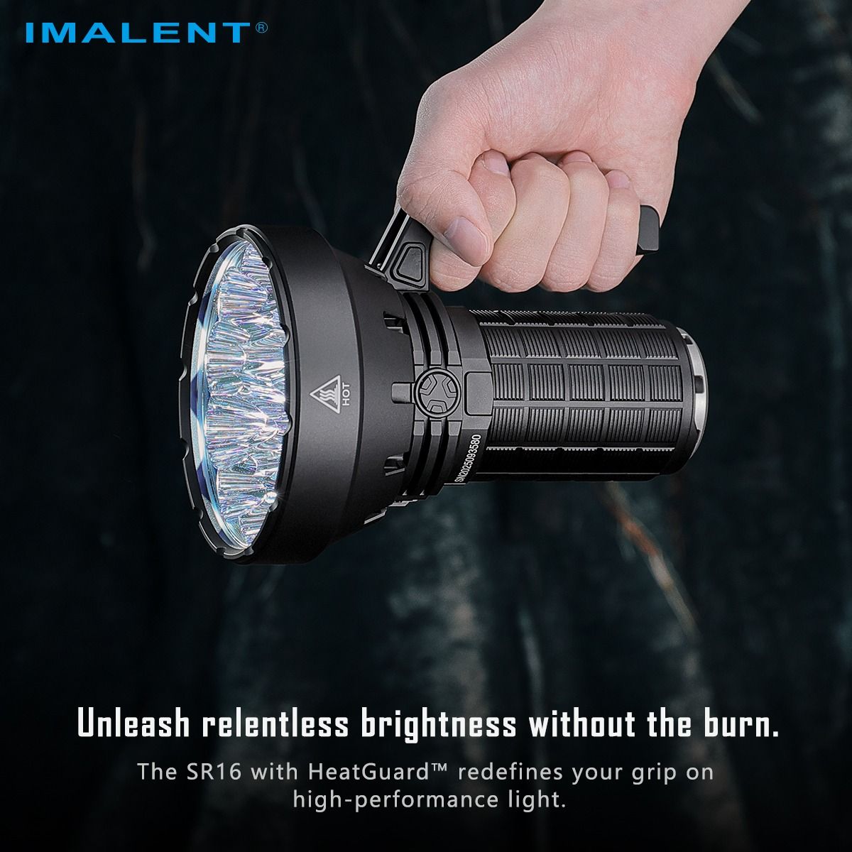 IMALENT SR16: Kraftfull uppladdningsbar LED-ficklampa, 55000 lumen, 1715m lång räckvidd!