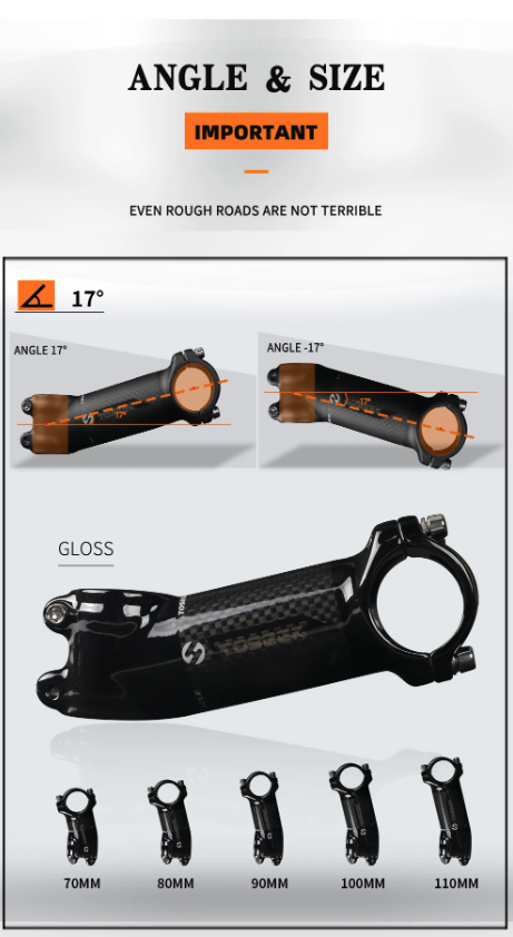 TOSEEK MTB styrstam 28.6mm justerbar vinkel lättvikt aluminium och kolfiber för cykelentusiaster