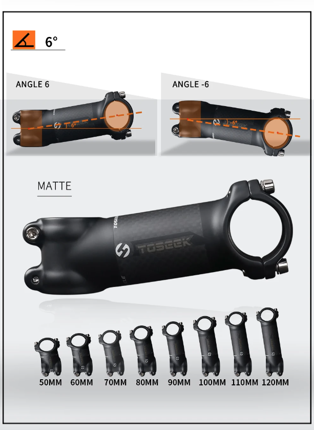 TOSEEK MTB styrstam 28.6mm justerbar vinkel lättvikt aluminium och kolfiber för cykelentusiaster
