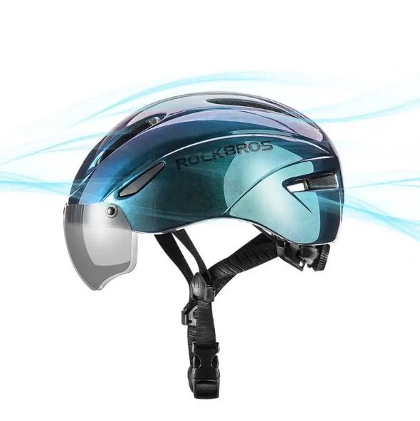 ROCKBROS cykelhjälm ultralätt design med integrerat LED-ljus magnetiska glasögon bekväm och säker