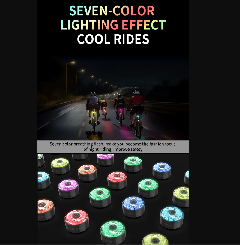 TOWILD TL03Pro uppladdningsbart cykelbakljus med smart bromssensor och sju-färg andningsblixt