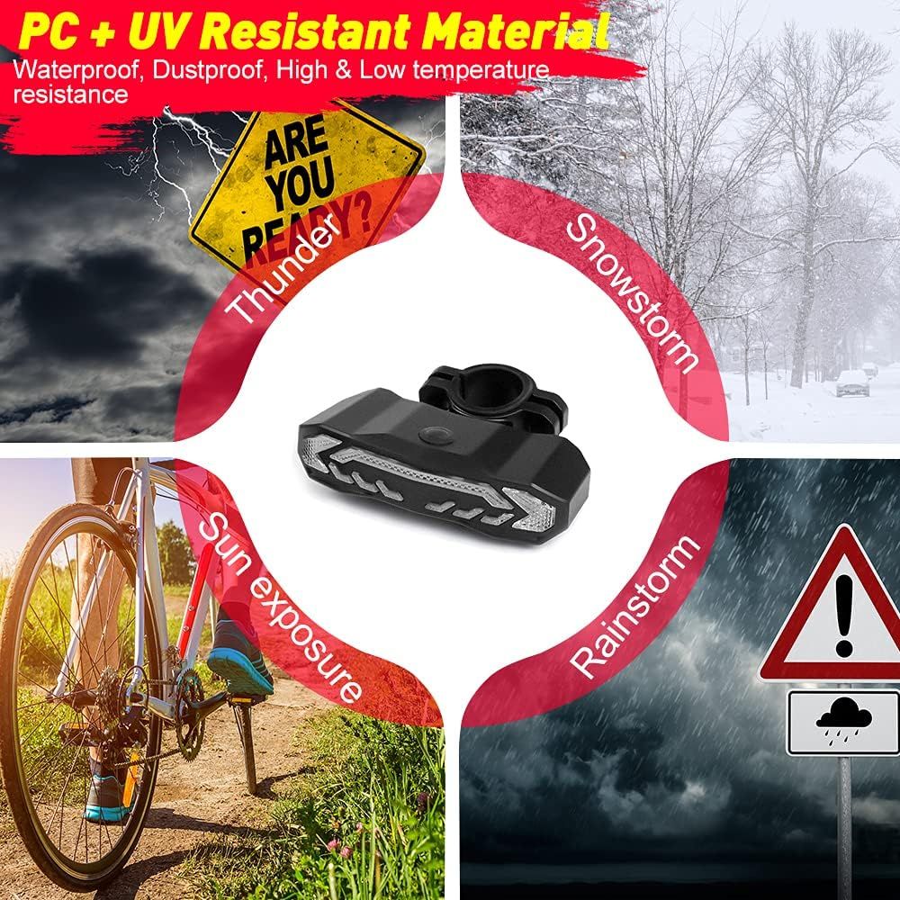 Smart 5-i-1 Cykelbaklykta med Cykelblinkers, Larm & Horn | Uppladdningsbar, Automatisk Bromsljus & Fjärrkontroll
