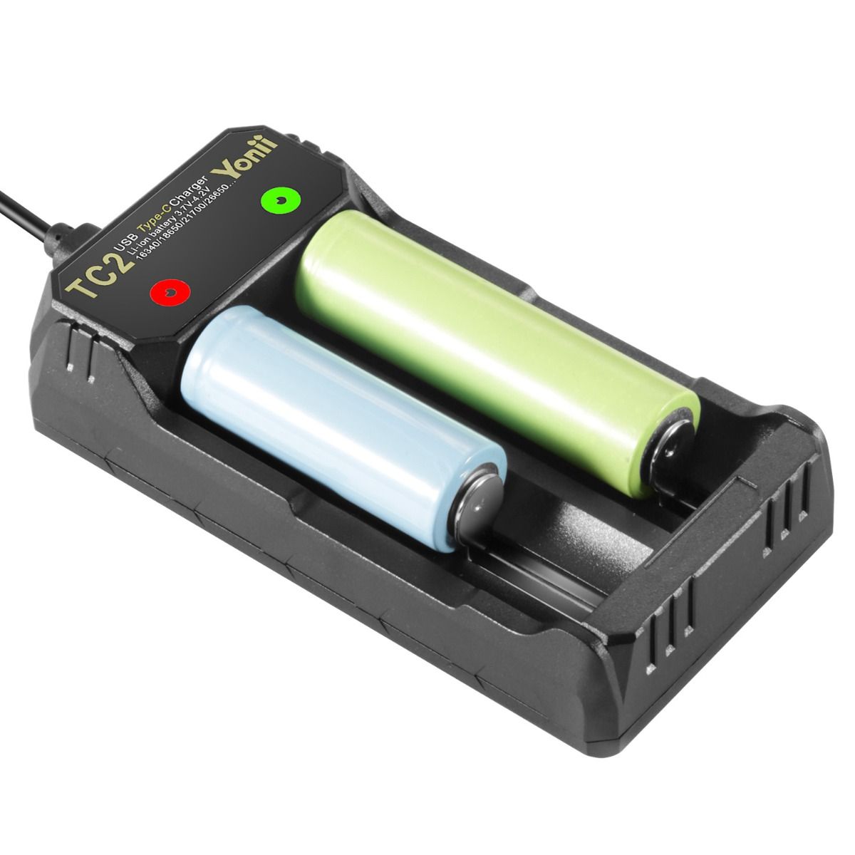 TC2 USB Type-C laddare för Li-ion batterier 18650 21700 snabbladdning och universell kompatibilitet