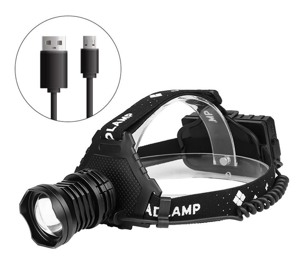 XHP70 LED-pannlampa 8000LM USB-laddningsbar utomhuslampa IPX5 vattentät justerbara lägen för camping och vandring