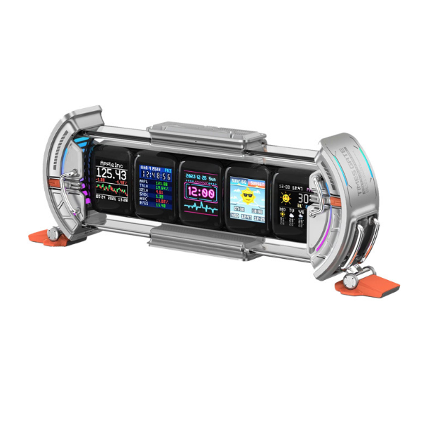 Divoom Times Gate: Cyberpunk Digital Väckarklocka med RGB Pixelkonst, Bitcoin & Smart app för Gaming Setup.