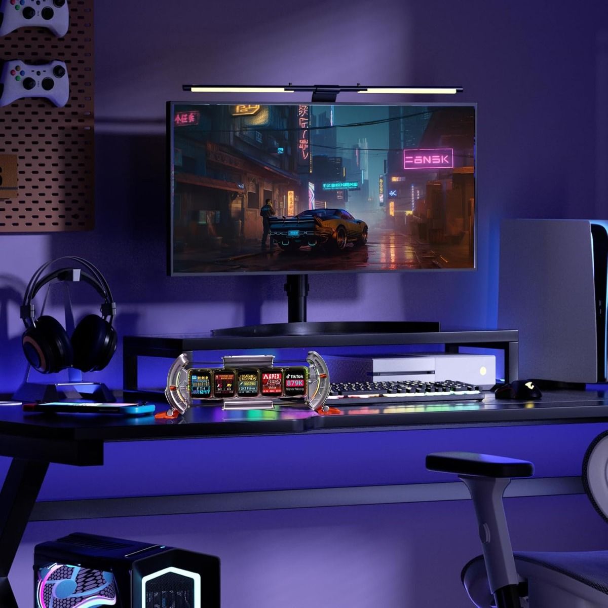 Divoom Times Gate: Cyberpunk Digital Väckarklocka med RGB Pixelkonst, Bitcoin & Smart app för Gaming Setup.