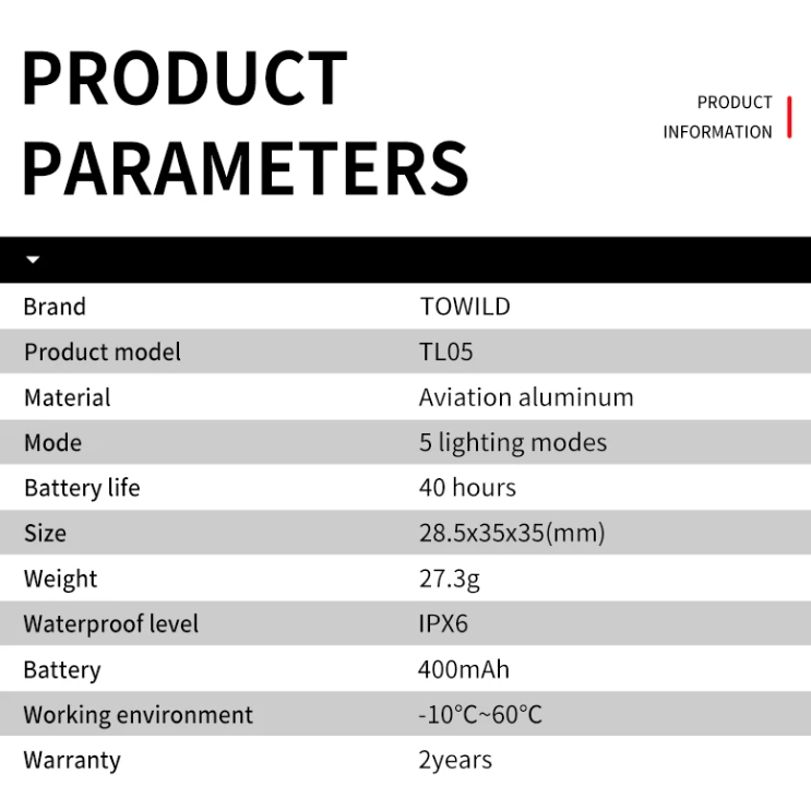 TOWILD TL05 Baklykta Smart automatisk bromsavkänning IPX6 vattentät Cykelsäkerhetsljus med 100 timmars batteritid