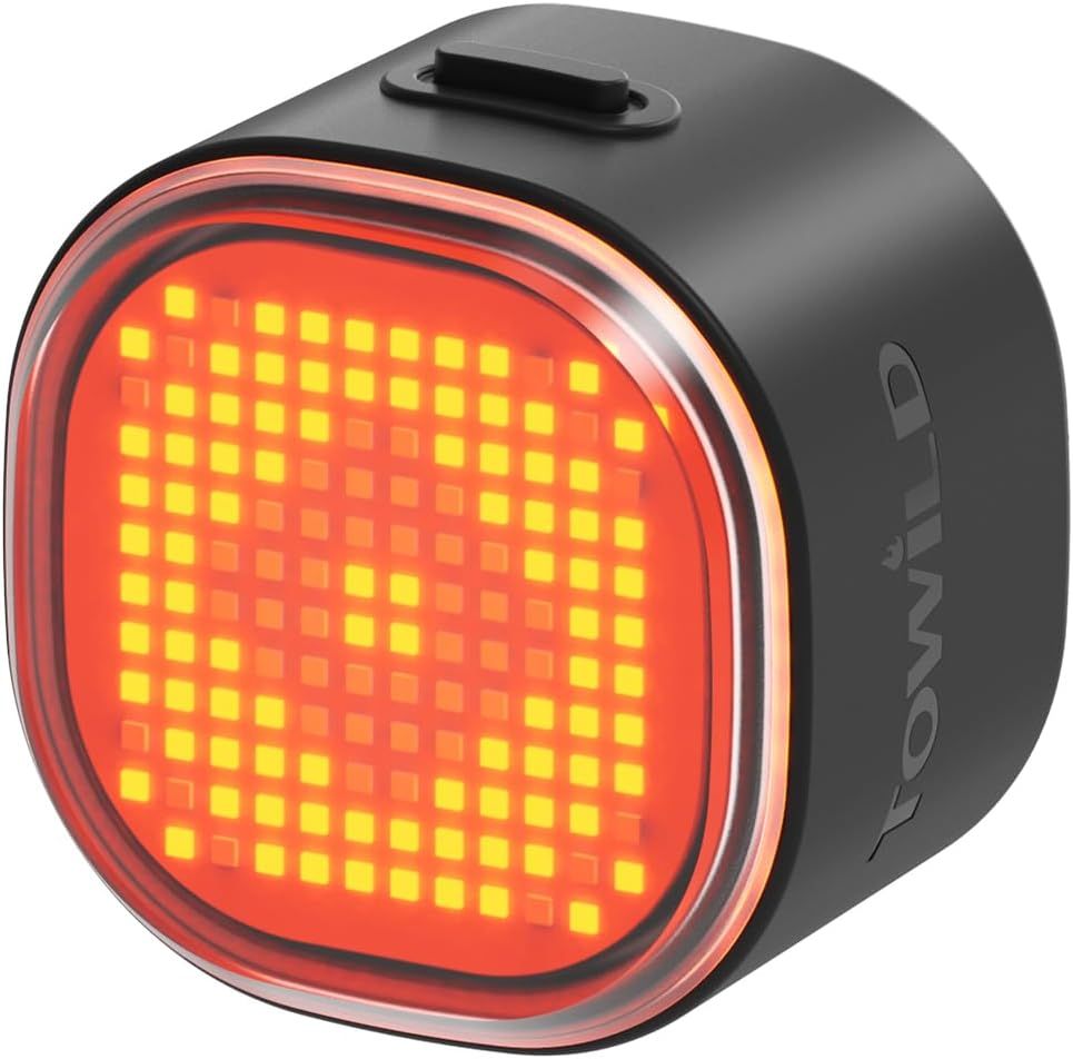 TOWILD TL08 Cykelbaklykta Med Anpassningsbara Mönster | Fullfärg Bromssensor USB-C Laddbar IPX6 Hög Synlighet Säkerhet
