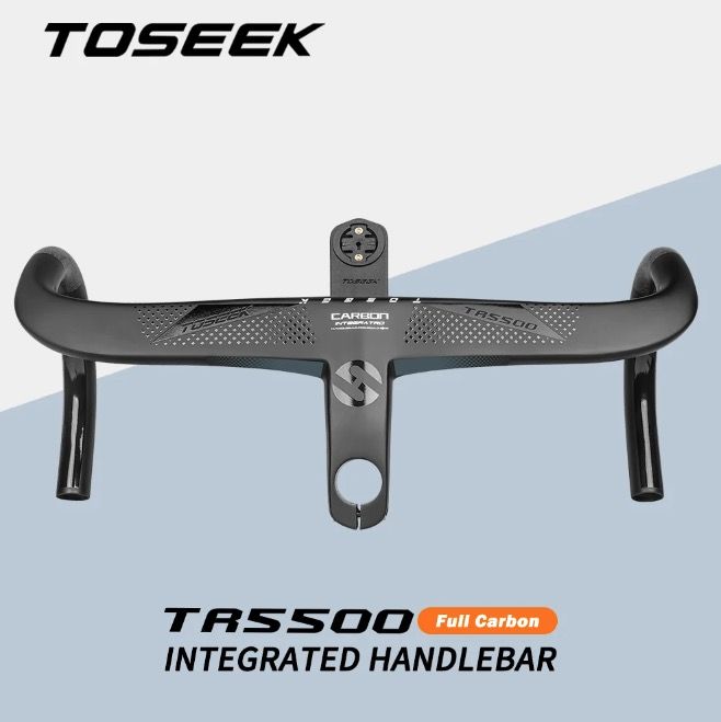 TOSEEK TR5500 Styre för landsvägscykel – lätt, helt i kolfiber, styrstam med aerodynamisk design och matt svart finish