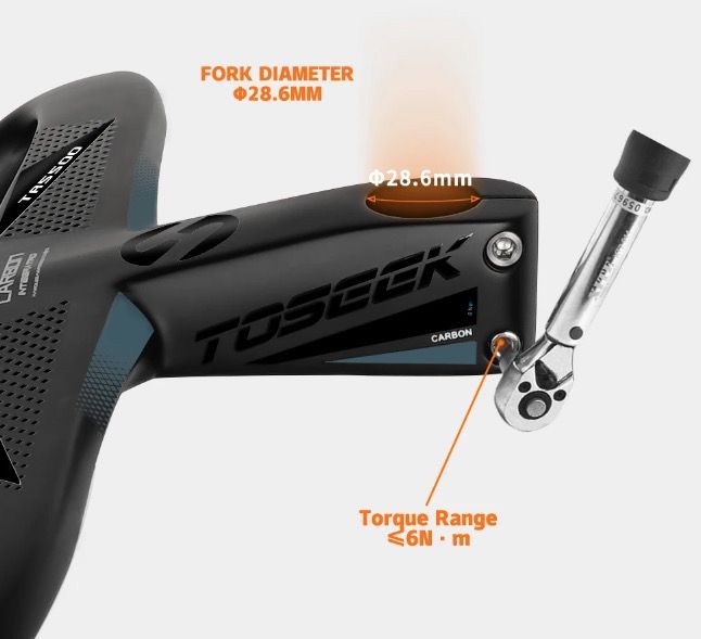 TOSEEK TR5500 Styre för landsvägscykel – lätt, helt i kolfiber, styrstam med aerodynamisk design och matt svart finish