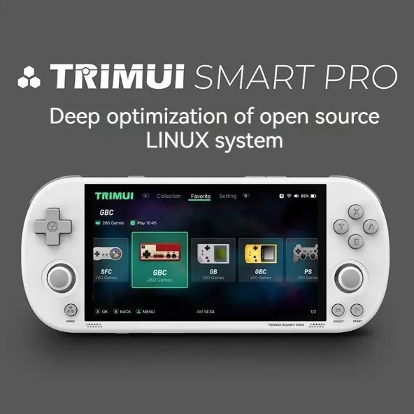 Trimui Smart Pro Vintage Spelkonsol 4.96 tums HD IPS-skärm Bärbart spelande för alla åldrar Nostalgisk och modern
