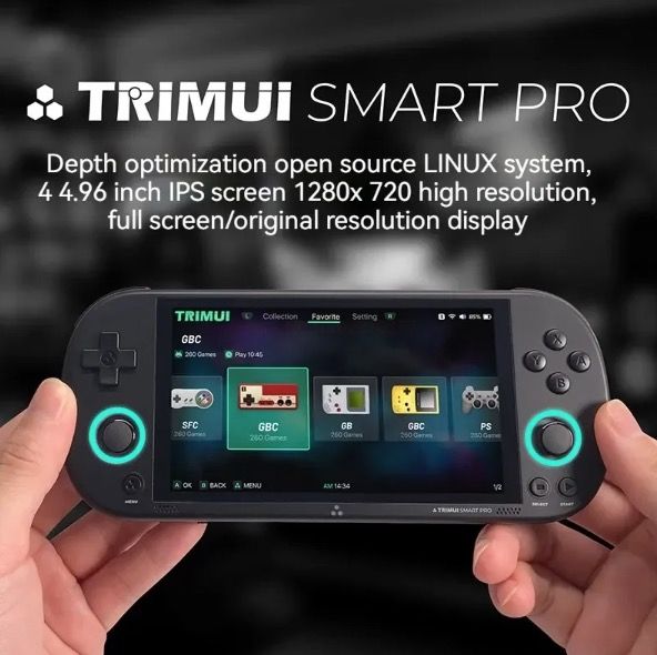 Trimui Smart Pro Vintage Spelkonsol 4.96 tums HD IPS-skärm Bärbart spelande för alla åldrar Nostalgisk och modern