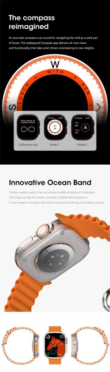 Smartklocka Ultra 9 49mm | Bluetooth-samtal, GPS, NFC | Vattentät Herr Smart Watch Ultra med kompass