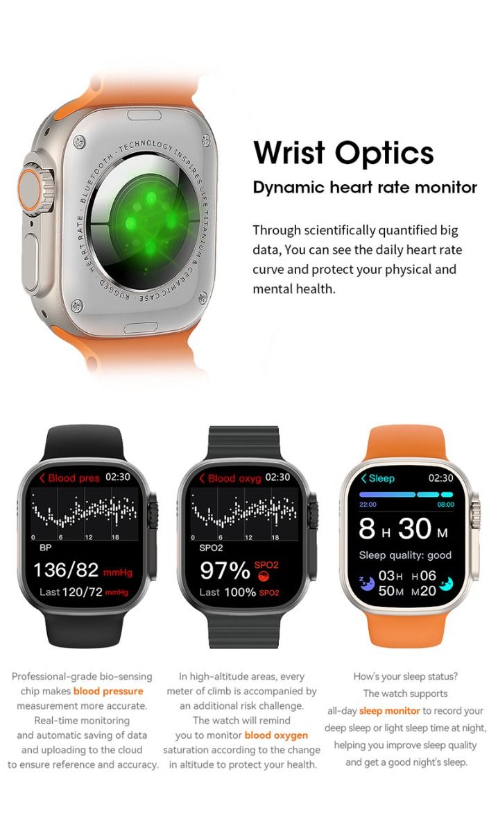 Smartklocka Ultra 9 49mm | Bluetooth-samtal, GPS, NFC | Vattentät Herr Smart Watch Ultra med kompass