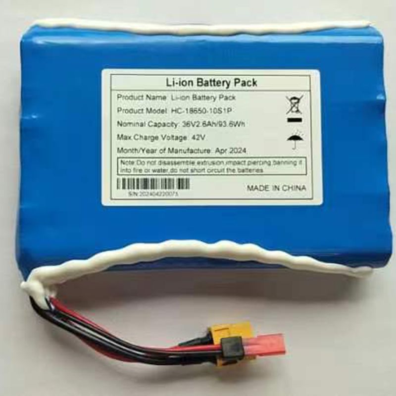 Högpresterande 36V 10S1P 18650 Li-Ion batteripaket för elektriska fyrhjuliga skateboards och fiskplattor