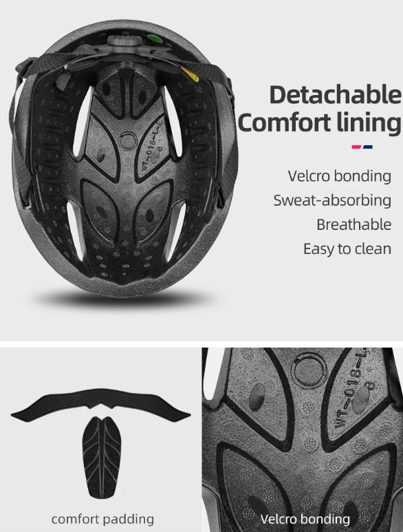 ROCKBROS cykelhjälm ultralätt design med integrerat LED-ljus magnetiska glasögon bekväm och säker