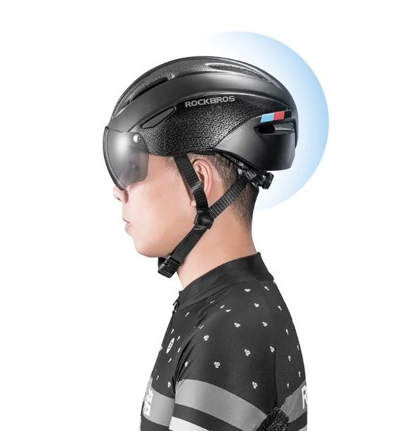ROCKBROS cykelhjälm ultralätt design med integrerat LED-ljus magnetiska glasögon bekväm och säker