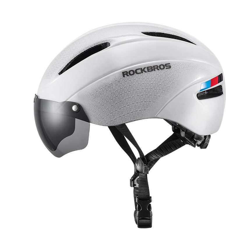 ROCKBROS cykelhjälm ultralätt design med integrerat LED-ljus magnetiska glasögon bekväm och säker