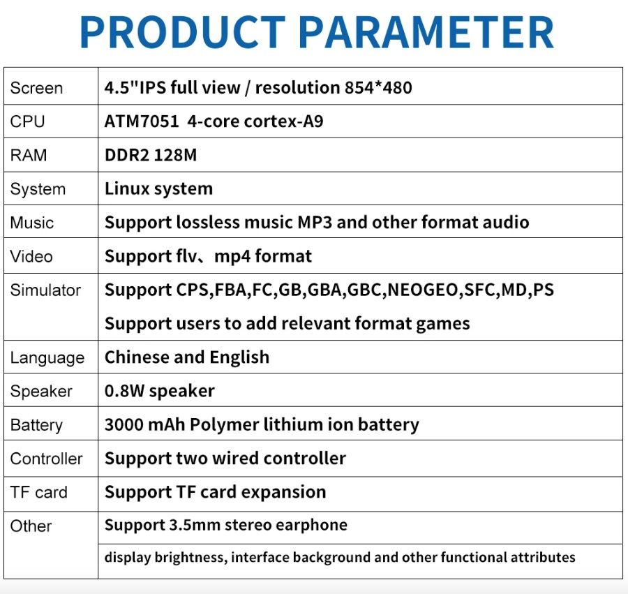 POWKIDDY X39pro handhållen videospelkonsol med 4,5-tums IPS-skärm PS1-stöd och trådbundna kontroller retrospel