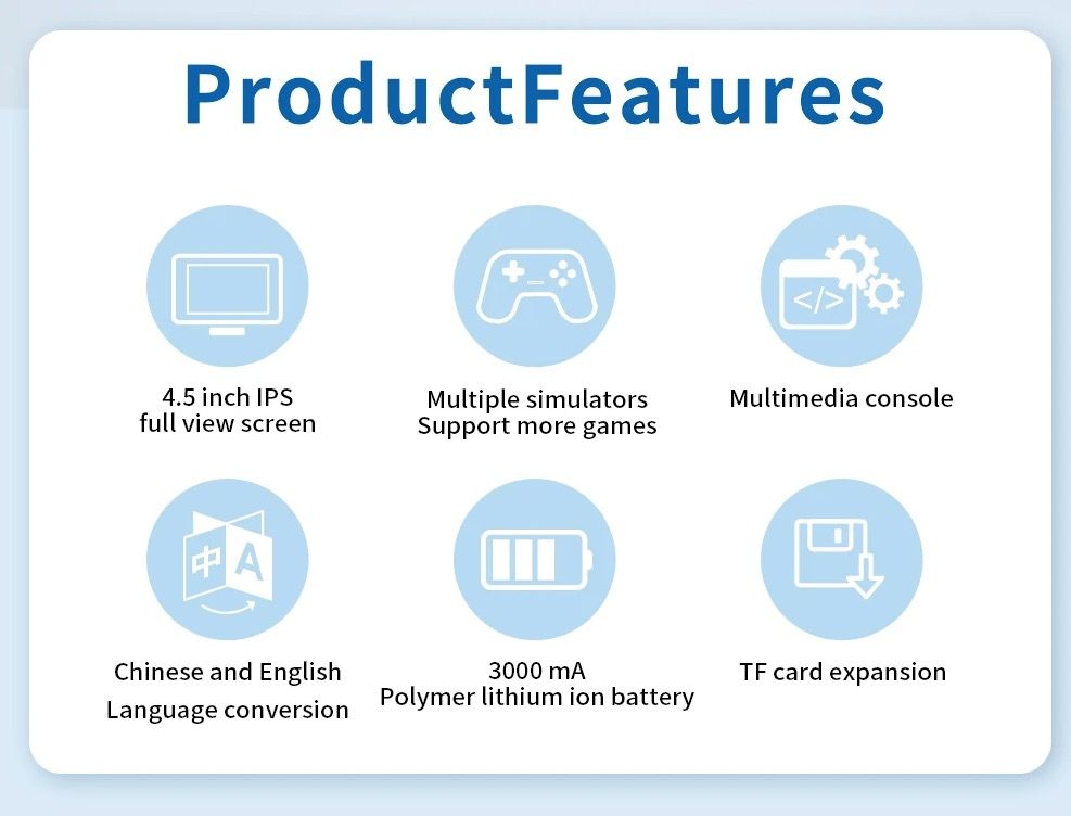 POWKIDDY X39pro handhållen videospelkonsol med 4,5-tums IPS-skärm PS1-stöd och trådbundna kontroller retrospel