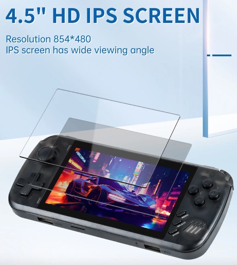 POWKIDDY X39pro handhållen videospelkonsol med 4,5-tums IPS-skärm PS1-stöd och trådbundna kontroller retrospel
