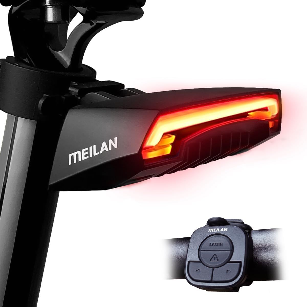 Meilan X5 Smart Cykelbaklampa med Blinkers, Automatisk Bromslampa | USB-uppladdningsbar för cykelsäkerhet