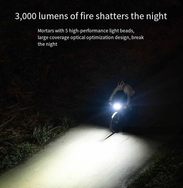 XOSS XL3000 Cykellampa 3000 Lumen Vattentät Uppladdningsbar Strålkastare för Nattcykling Cykelsäkerhet
