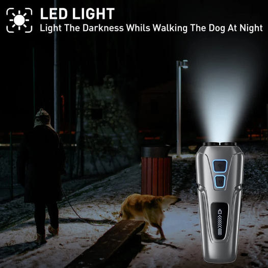 Ultraljudsavvisare för hundar med LED-ficklampa – bärbar anti-skällningslösning – human hundträningsapparat