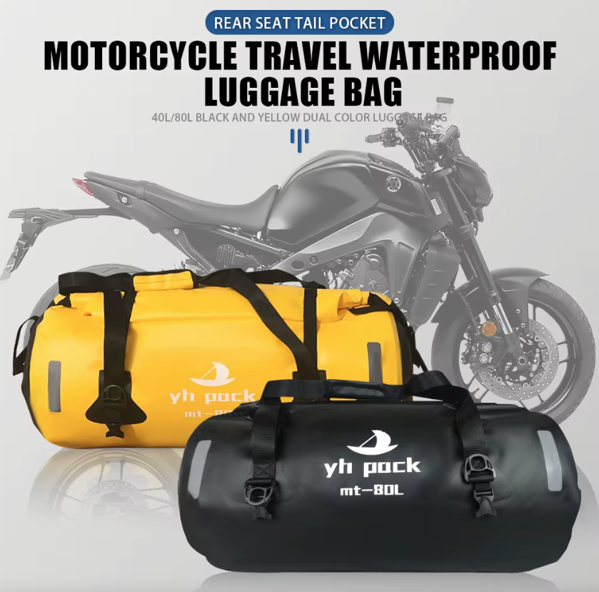 Motorcykelväska Vattentät MTB Cykel Bagage Bagagebärare Bakre Reseväska Bärbart Sadel Cykeltillbehör 40L/80L