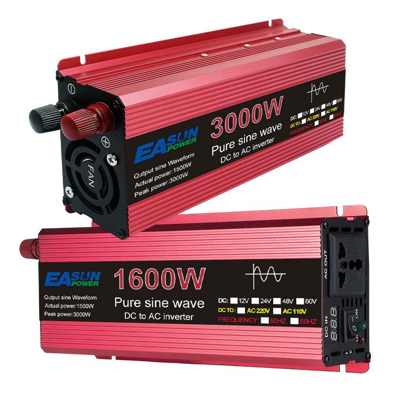 Ren sinusvågsväxelriktare 3000W 2200W 1600W 1000W Hållbar aluminium-magnesiumdesign Hög verkningsgrad Campingkraft
