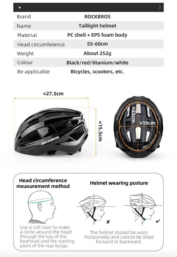 ROCKBROS Cykelhjälm LED Baklyse Ultralätt Design Laddningsbar Cykelsäkerhetsutrustning för Väg och MTB