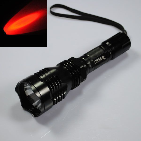 UniqueFire HS-802 Rött ljus LED-ficklampa med lång räckvidd för camping, vandring och djurobservation med 500 meters stråle