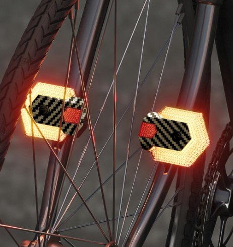 CarryBright Kolfiber Cykelblinkers 4-pack: USB-uppladdningsbar, Trådlös Fjärr, Starka LED Fram/Bak för Elcykel, Cykelsäkerhet