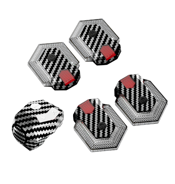 CarryBright Kolfiber Cykelblinkers 4-pack: USB-uppladdningsbar, Trådlös Fjärr, Starka LED Fram/Bak för Elcykel, Cykelsäkerhet